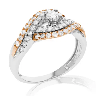 Vir Jewels 1 Cttw Diamond Wedding Engagement Ring Set 14k White Pink Gold Curve Bridal