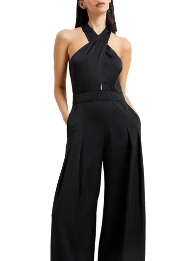 French Connection Harlow Womens Satin Halter Jumpsuit In Multi