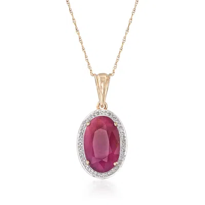 Ross-simons Ruby And . Diamond Pendant Necklace In 14kt Yellow Gold In Multi
