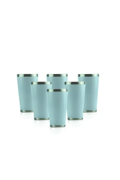 Minimal Stainless Steel Vacuum Insulated Tumbler Set Of 6 - 350 ml - White In Multi