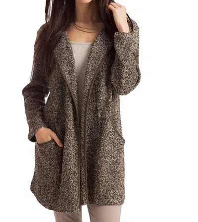 French Kyss Lara Long Tweed Cardigan In Olive Multi In Multi