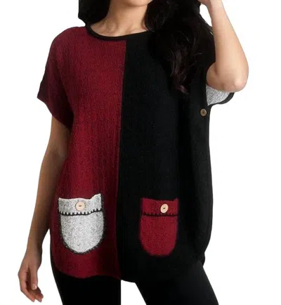French Kyss Reversible Poncho In Winecombo In Multi