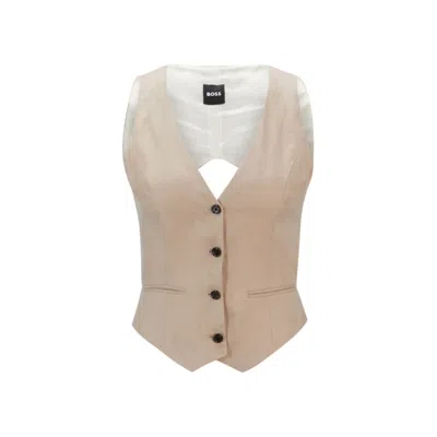 Hugo Boss Slim-fit Waistcoat With Cut-out Back In Multi