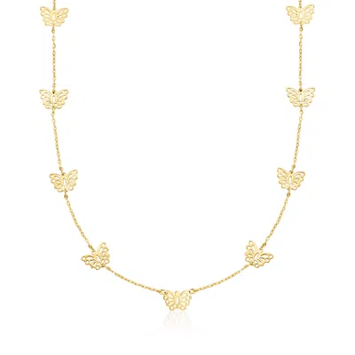 Rs Pure By Ross-simons Italian 14kt Yellow Gold Butterfly Station Necklace In Multi