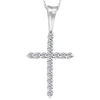 Pompeii3 1/2 Ct Diamond Cross Pendant Necklace 18" White Gold In Multi