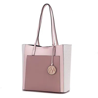 Mkf Collection By Mia K Leah Vegan Leather Color-block Women's Tote Bag In Gold