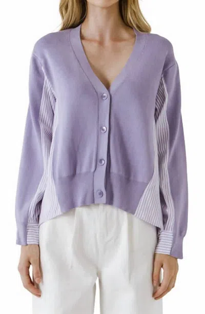 2.7 August Apparel Lovely Cardi In Lilac In Blue