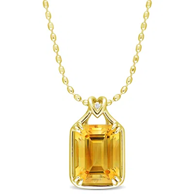 Mimi & Max Womens 10 3/4ct Tgw Octagon-cut Citrine And White Topaz Solitaire Necklace In Yellow Silver In Yellow