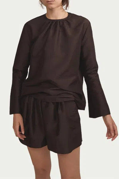 Worn Blanche Silk Dupion Shorts In Coffee In Multi