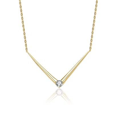 Stella Valentino Sterling Silver 14k Yellow Gold Plated With 0.40ctw Lab Created Moissanite Layering Necklace In Gold