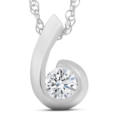 Pompeii3 1/4ct Diamond Round Solitaire Pendant & Necklace 14k White Gold In Multi