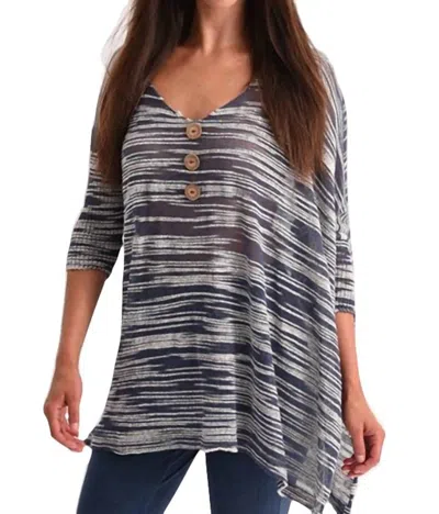 Angel 3/4 Sleeve V-neck Tunic In Denim In Multi