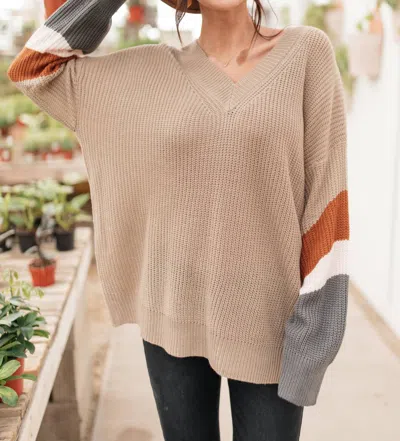 Haptics The Edge Of Your Sleeve Sweater In Taupe In Grey