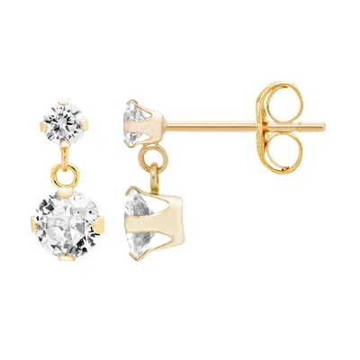 A & M 14k Gold Cubic Zirconia Dangle Earrings In Yellow