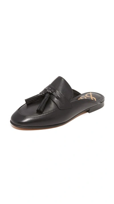 Sam Edelman Paris' Tassel Leather Slide Loafers In Black