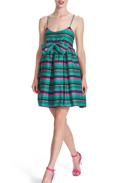 Corey Lynn Calter Anya Stripe Dress In Kelly Green In Multi