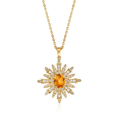 Ross-simons Citrine And . White Topaz Starburst Pendant Necklace In 18kt Gold Over Sterling In Multi