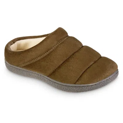 Isotoner Women's Recycled Microsuede Puffer Clog Slipper In Olive In Multi