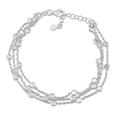 Mimi & Max Multi-strand Link Bracelet In Sterling Silver, 7.5 In In White