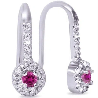 Pompeii3 1/3ct Pink Sapphire & Diamond Drop Earrings 14k White Gold In Multi