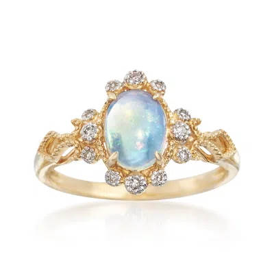 Ross-simons Ethiopian Opal And Diamond-accented Ring In 14kt Yellow Gold In White