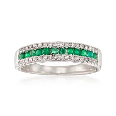 Ross-simons Emerald And . Diamond Ring In 14kt White Gold