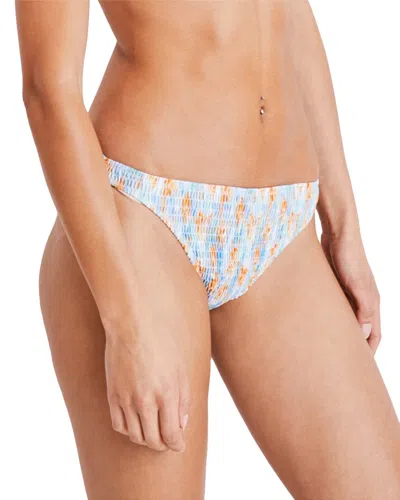 Tanya Taylor Valencia Smocked Bikini Bottoms In Blue