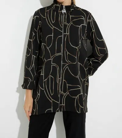 Joseph Ribkoff Boxy Cut Printed Jacket In Black/gold In Multi