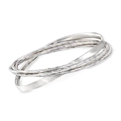 Ross-simons Sterling Silver Textured And Polished Rolling Bangle Bracelet In Multi