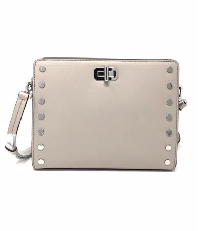 Michael Kors Sylvie Stud Medium Messenger Bag In Beige