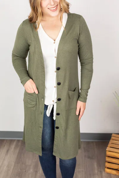 Michelle Mae Colbie Cardigan In Olive In Multi