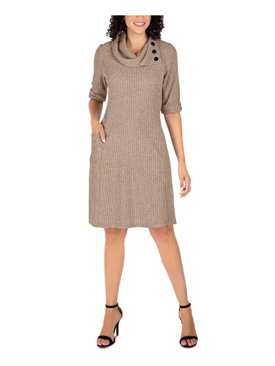 Signature By Robbie Bee Womens Cowl Knee-length Sweaterdress In Multi