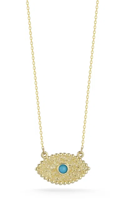 Ember Fine Jewelry 14k Yellow Gold Turquoise Eye Necklace In Multi