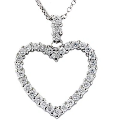 Pompeii3 3/4ct Real Diamond Heart Shape Pendant 14k White Gold In Multi