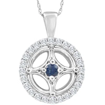 Pompeii3 5/8ct Blue Sapphire & Diamond Circle Pendant 15mm White Gold Women's Necklace In Multi