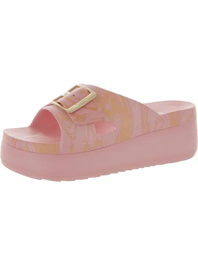 Dr. Scholl's Shoes Original Goals Womens Faux Leather Slip On Wedge Sandals In Multi