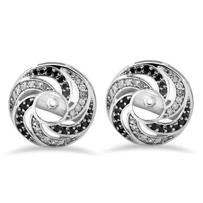 Pompeii3 1/2ct 14k White Gold Black & White Diamond Spiral Earring Jackets (up To 4mm) In Multi