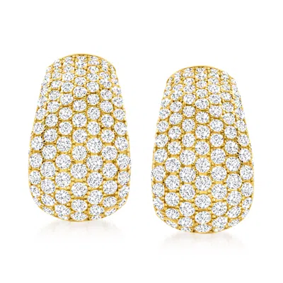 Ross-simons Pave Diamond Earrings In 14kt Yellow Gold In White