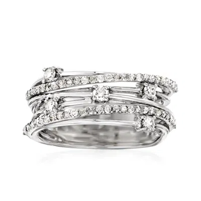 Ross-simons Diamond Highway Station Ring In Sterling Silver In White
