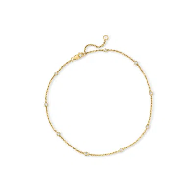 Ross-simons Diamond Anklet In 18kt Gold Over Sterling In Multi