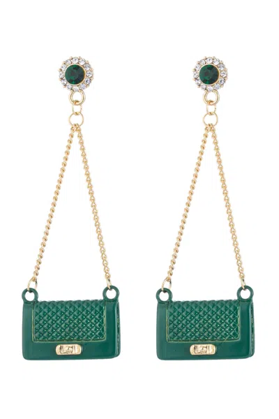 Eye Candy La Luxe Collection Green Purse Cubic Zirconia Crystal Drop Earrings In Multi