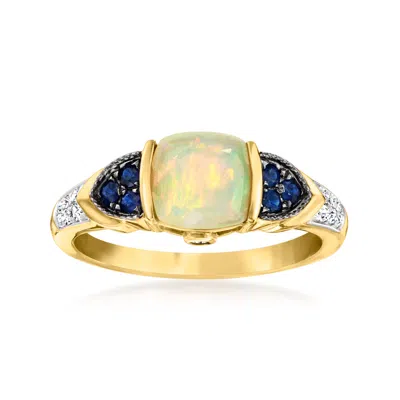 Ross-simons Ethiopian Opal Ring With Diamonds And . Sapphires In 14kt Yellow Gold In White