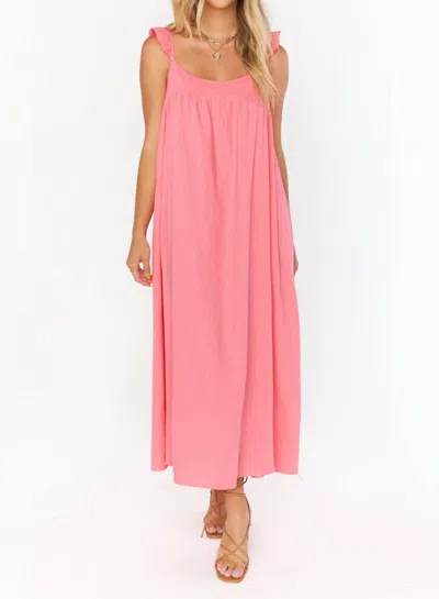Show Me Your Mumu Oasis Ruffle Dress In Flamingo Pink Linen In Multi