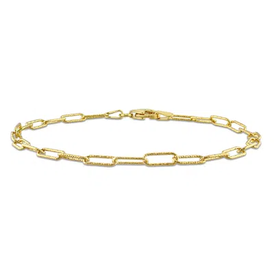 Mimi & Max Fancy Paperclip Chain Bracelet In Yellow Plated Sterling Silver - 7 In In Yellow