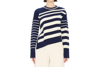 Simkhai Dale Crewneck Pullover Top In Midnight Stripe In Multi