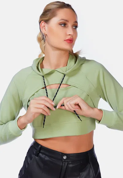 London Rag All Relaxed Front Slit Cropped Hoodie In Multi