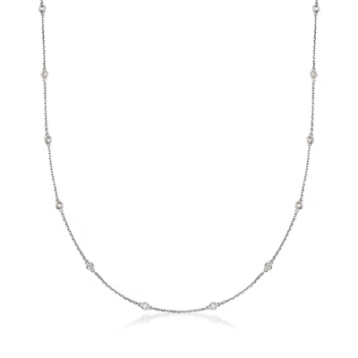 Ross-simons 0.50- Bezel-set Diamond Station Necklace In Sterling Silver In Multi