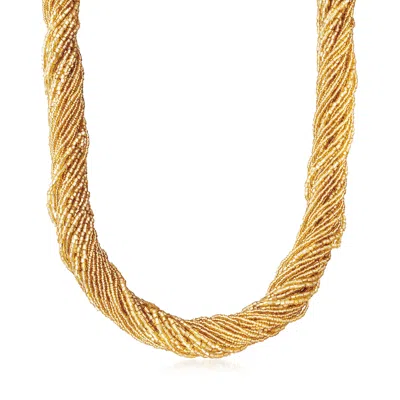Ross-simons Italian Golden Murano Glass Bead Torsade Necklace With 18kt Gold Over Sterling In Multi