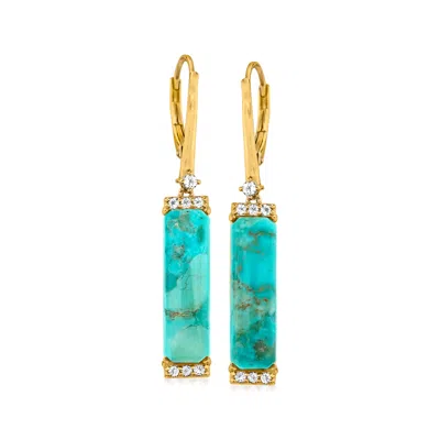 Ross-simons Turquoise Drop Earrings With . White Topaz In 18kt Gold Over Sterling In White