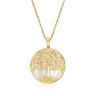 Ross-simons Amazonite Tree Of Life Pendant Necklace In 14kt Yellow Gold In Multi